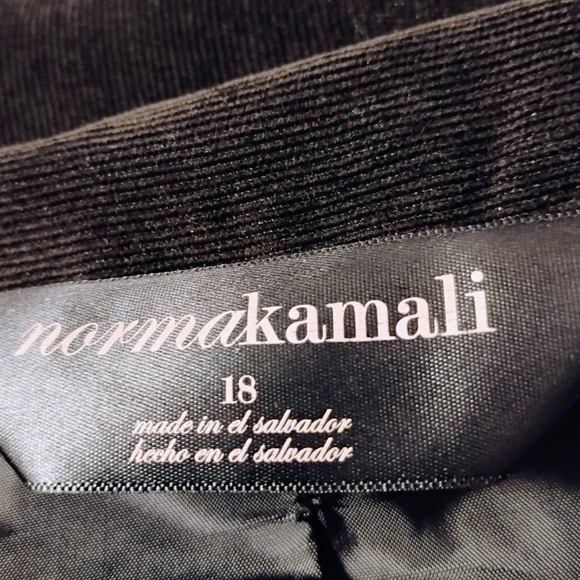 Vintage Norma Kamali Tailored Corduroy Blazer Black 1 Button Mimalist 90s Sz 18 - Picture 7 of 8